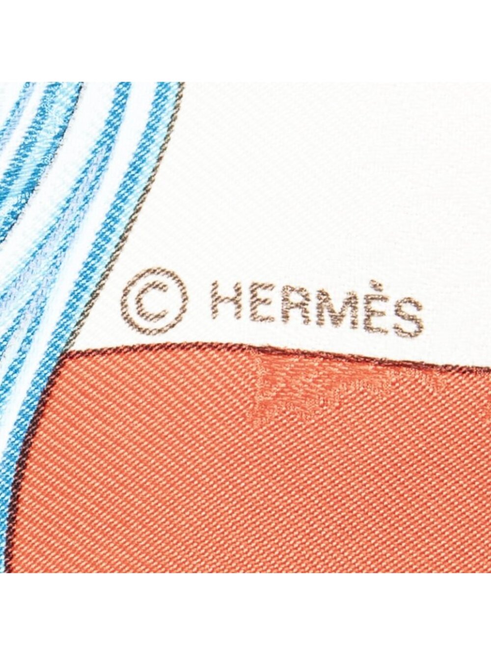 Hermes Scarf Red Beige Goldjacquard Silk - Picture 4 of 5
